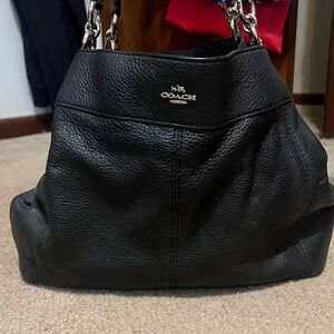 Black soft leather Coach handbag